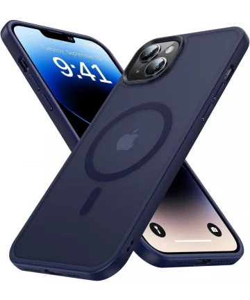 Apple iPhone 13 Hoesje met MagSafe Back Cover Matte Donkerblauw Hoesjes
