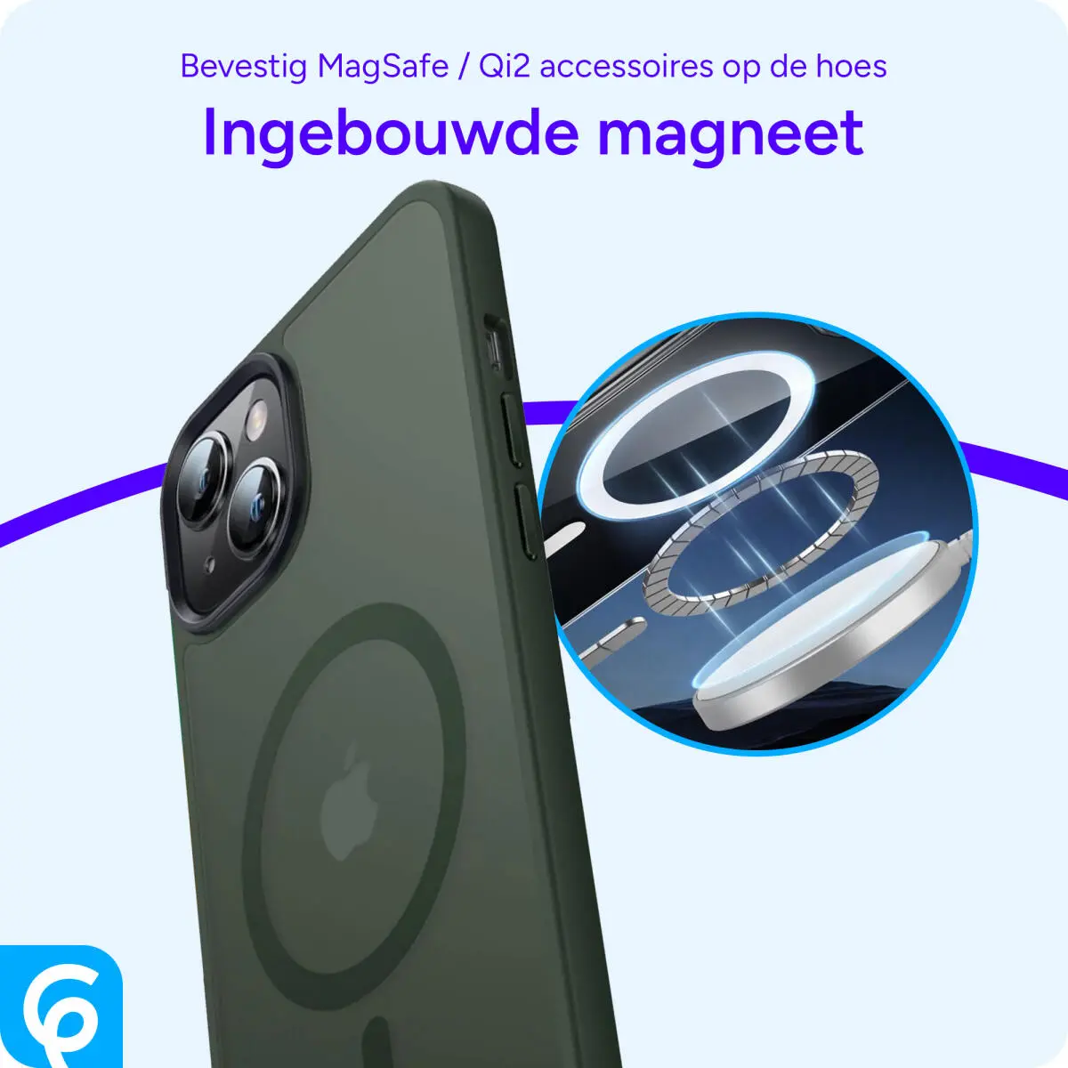 Apple iPhone 13 Hoesje met MagSafe Back Cover Matte Green afbeelding 2