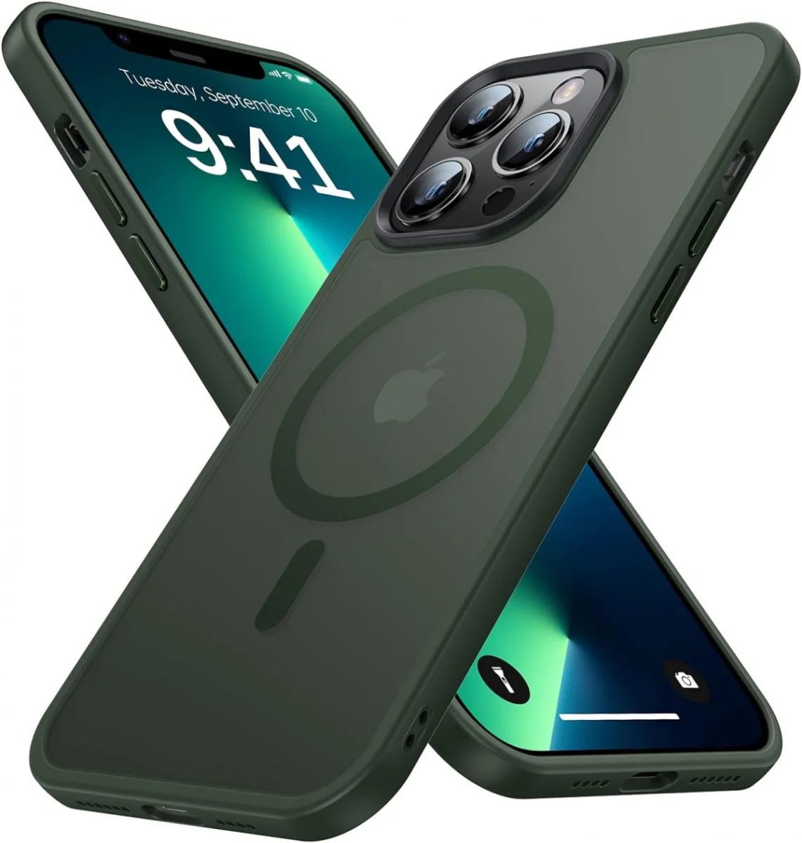 Apple iPhone 13 Pro Hoesje met MagSafe Back Cover Matte Green afbeelding 1