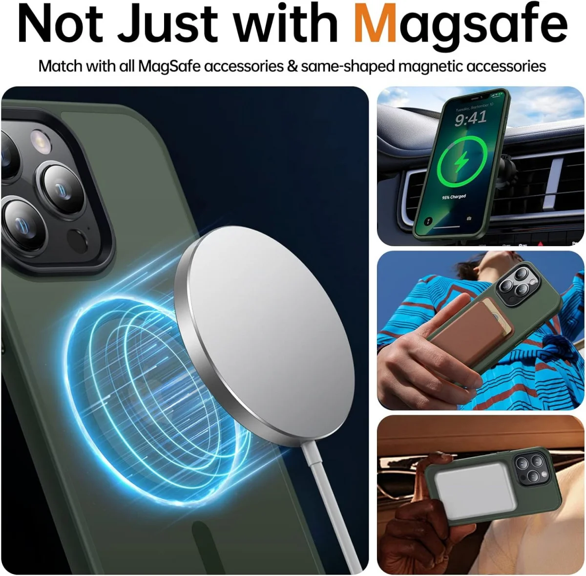 Apple iPhone 13 Pro Hoesje met MagSafe Back Cover Matte Green afbeelding 2