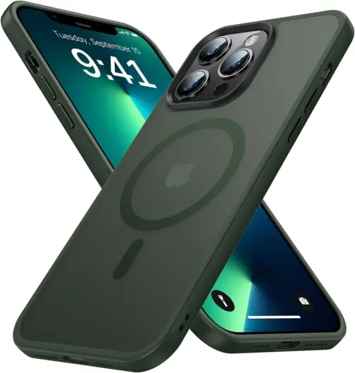 Apple iPhone 13 Pro Hoesje met MagSafe Back Cover Matte Green afbeelding 1