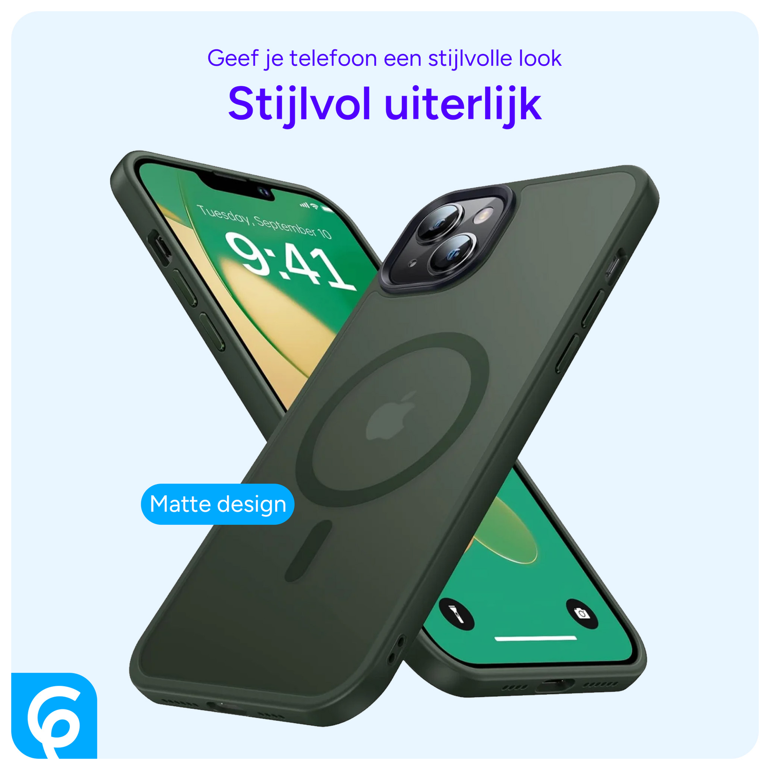 Apple iPhone 14 Hoesje met MagSafe Back Cover Matte Green afbeelding 4