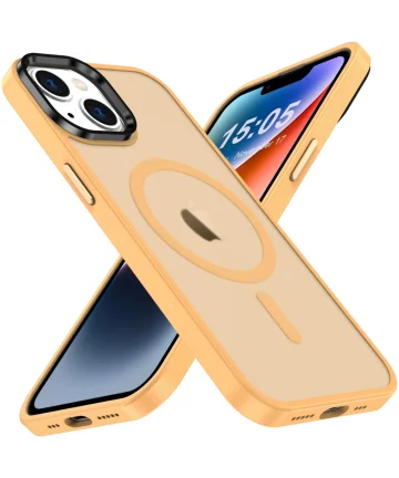 Apple iPhone 14 Plus Hoesje met MagSafe Back Cover Matte Oranje Hoesjes
