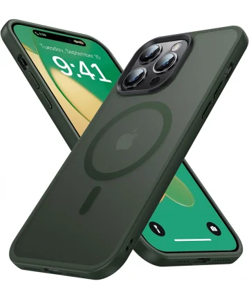 Apple iPhone 14 Pro Max Hoesje met MagSafe Back Cover Matte Green Hoesjes