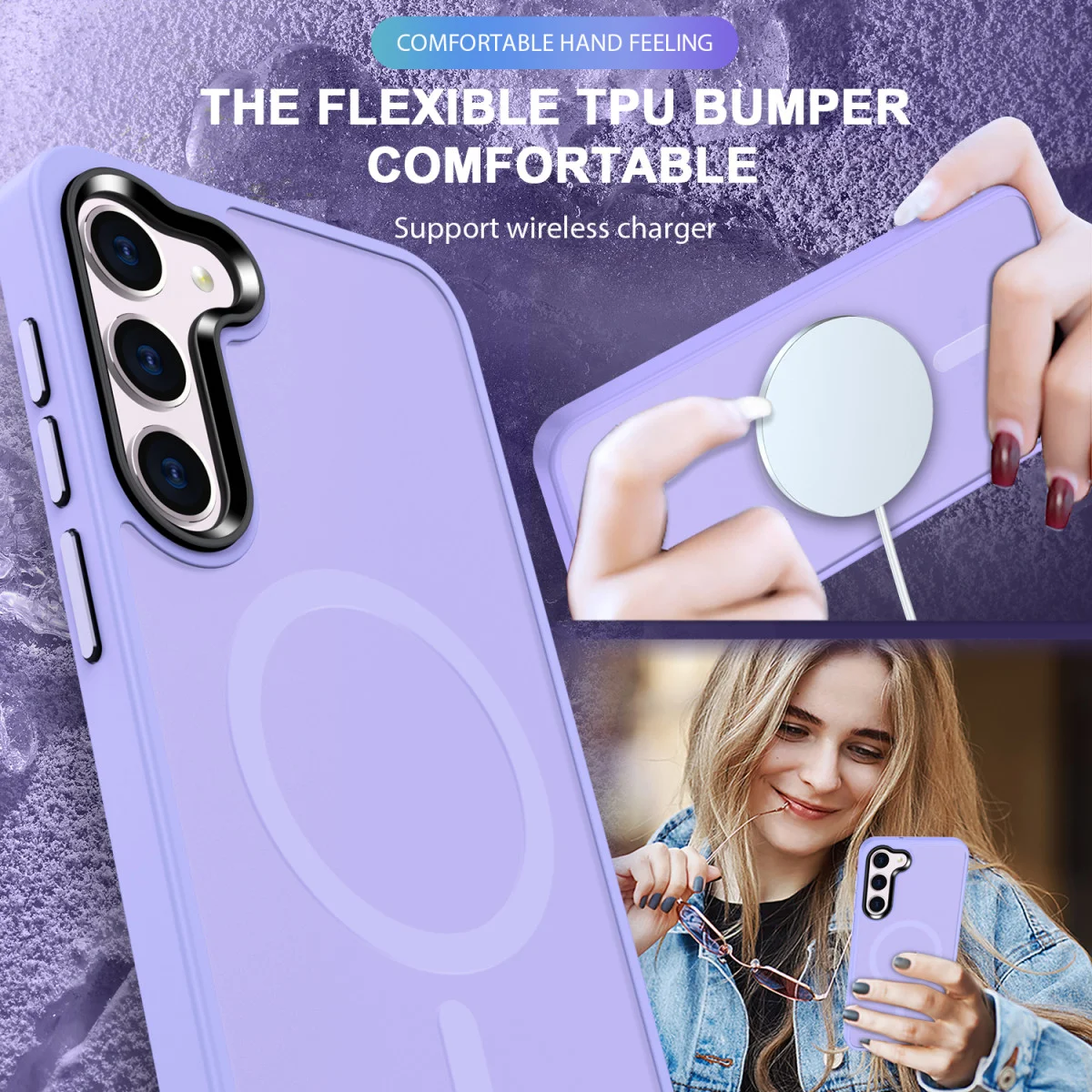 Samsung Galaxy S23 Hoesje met MagSafe Back Cover Matte Violet afbeelding 5