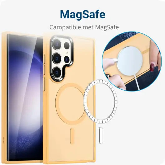 Samsung Galaxy S23 Ultra Hoesje met MagSafe Matte Oranje afbeelding 2