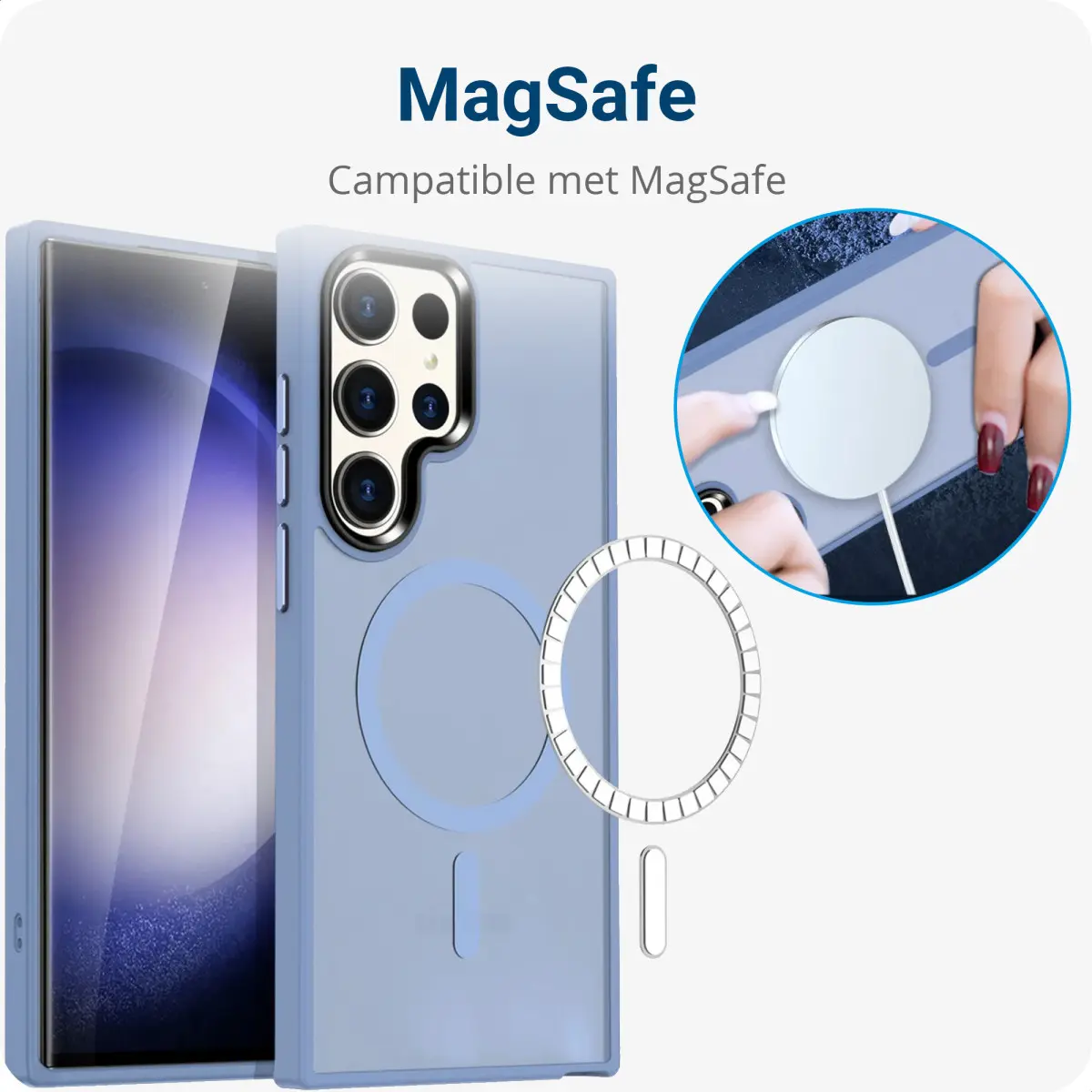 Samsung Galaxy S23 Ultra Hoesje met MagSafe Matte Blauw afbeelding 2