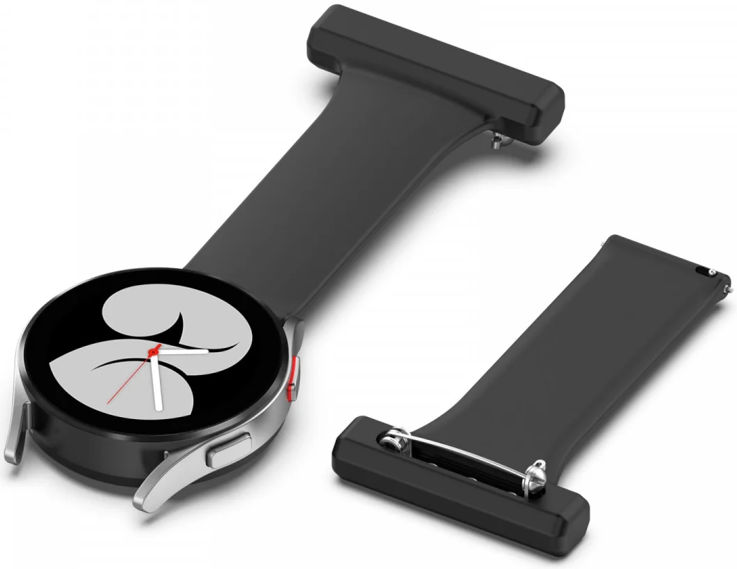 Universeel Smartwatch 20MM Verpleegkundige Band Voor Dames - Siliconen - Zwart afbeelding 1