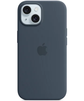 Origineel Apple iPhone 15 Hoesje MagSafe Silicone Case Storm Blauw Hoesjes