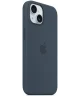 Origineel Apple iPhone 15 Hoesje MagSafe Silicone Case Storm Blauw