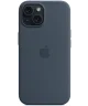 Origineel Apple iPhone 15 Hoesje MagSafe Silicone Case Storm Blauw
