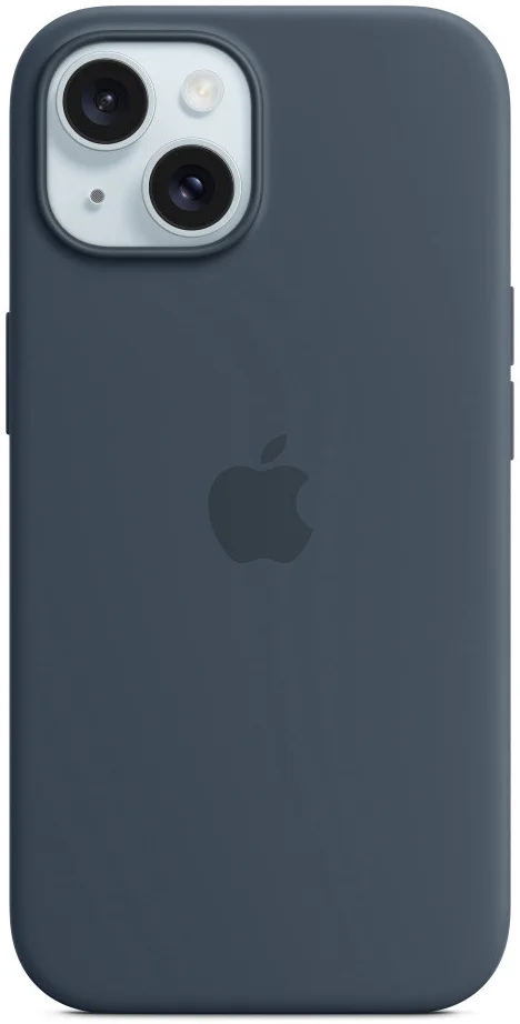 Origineel Apple iPhone 15 Hoesje MagSafe Silicone Case Storm Blauw afbeelding 1