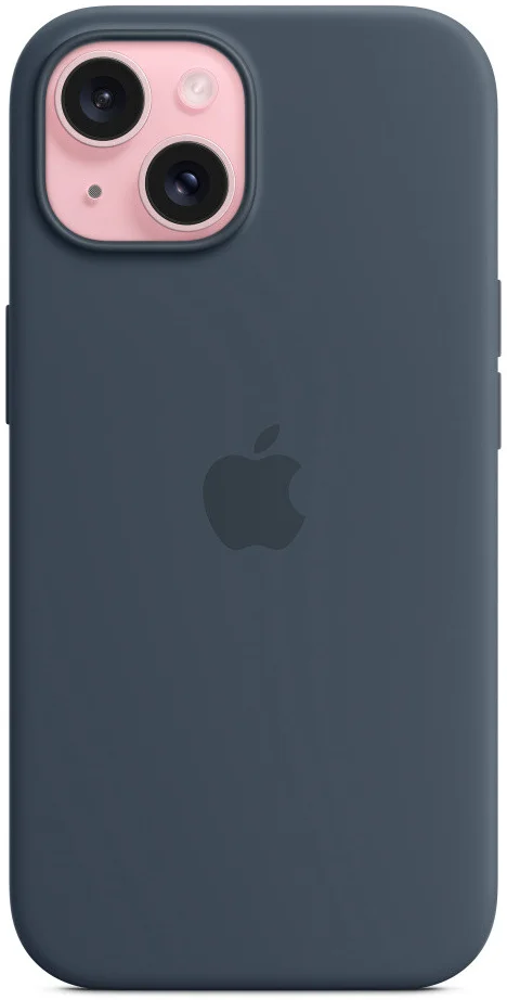 Origineel Apple iPhone 15 Hoesje MagSafe Silicone Case Storm Blauw afbeelding 5