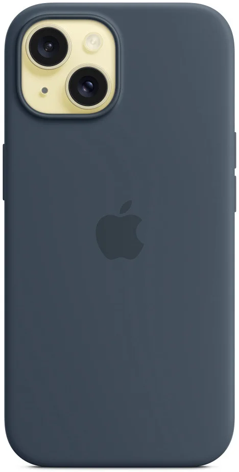 Origineel Apple iPhone 15 Hoesje MagSafe Silicone Case Storm Blauw afbeelding 6