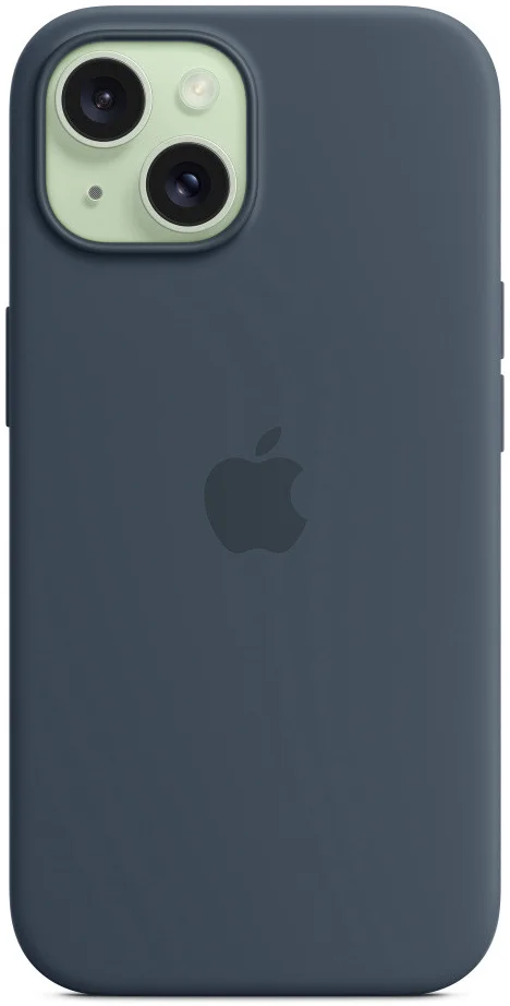 Origineel Apple iPhone 15 Hoesje MagSafe Silicone Case Storm Blauw afbeelding 7