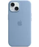 Origineel Apple iPhone 15 Hoesje MagSafe Silicone Case Winter Blauw