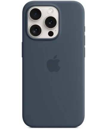 Origineel Apple iPhone 15 Pro Hoesje Silicone Case Storm Blauw Hoesjes