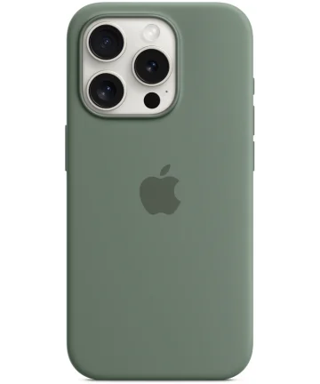 Origineel Apple iPhone 15 Pro Hoesje Silicone Case Cipres Groen Hoesjes