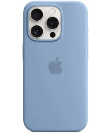 Origineel Apple iPhone 15 Pro Hoesje Silicone Case Winter Blauw Hoesjes