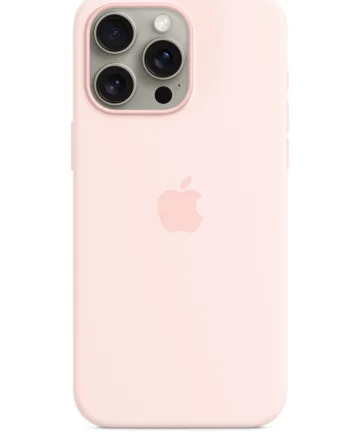 Origineel Apple iPhone 15 Pro Max Hoesje Silicone Case Licht Roze Hoesjes