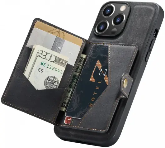 CaseMe JH-01 Apple iPhone 13 Pro Hoesje Magnetische Kaarthouder Zwart afbeelding 1