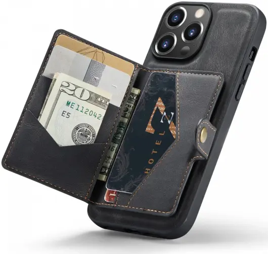CaseMe JH-01 iPhone 14 Pro Max Hoesje Magnetische Kaarthouder Zwart afbeelding 1