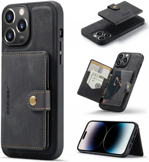 CaseMe JH-01 iPhone 14 Pro Max Hoesje Magnetische Kaarthouder Zwart afbeelding 4