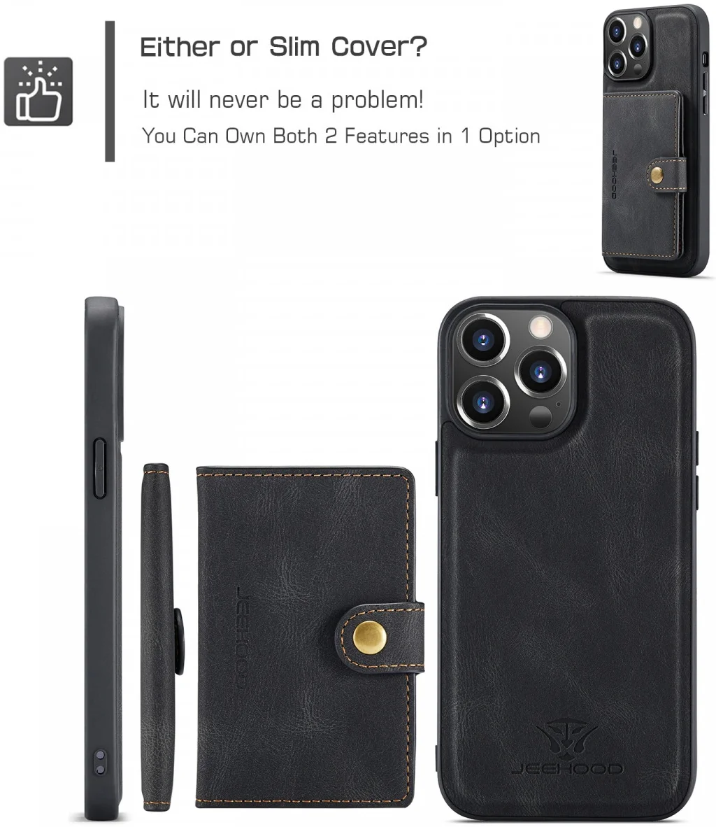 CaseMe JH-01 Apple iPhone 15 Pro Hoesje Magnetische Kaarthouder Zwart afbeelding 7