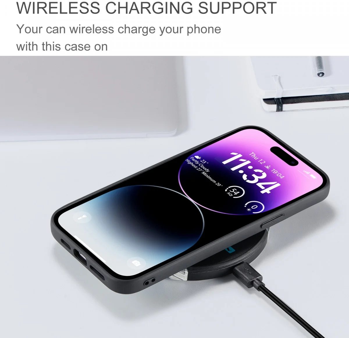 CaseMe JH-01 Apple iPhone 15 Pro Hoesje Magnetische Kaarthouder Zwart afbeelding 9