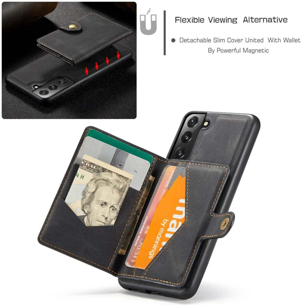 CaseMe JH-01 Samsung Galaxy S22 Hoesje Magnetische Kaarthouder Zwart afbeelding 7