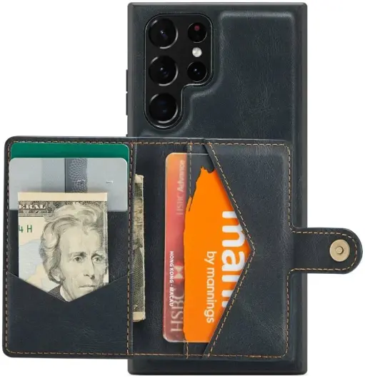 CaseMe JH-01 Samsung S23 Ultra Hoesje Magnetische Kaarthouder Zwart afbeelding 2