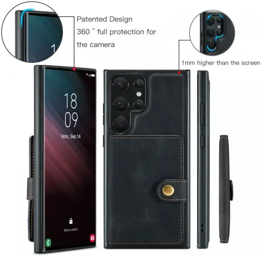CaseMe JH-01 Samsung S23 Ultra Hoesje Magnetische Kaarthouder Zwart afbeelding 6