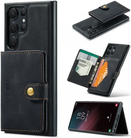 CaseMe JH-01 Samsung S23 Ultra Hoesje Magnetische Kaarthouder Zwart afbeelding 9