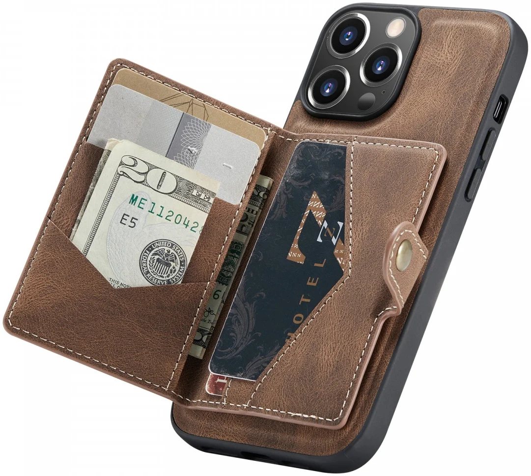 CaseMe JH-01 Apple iPhone 13 Hoesje met Magnetische Kaarthouder Bruin afbeelding 2