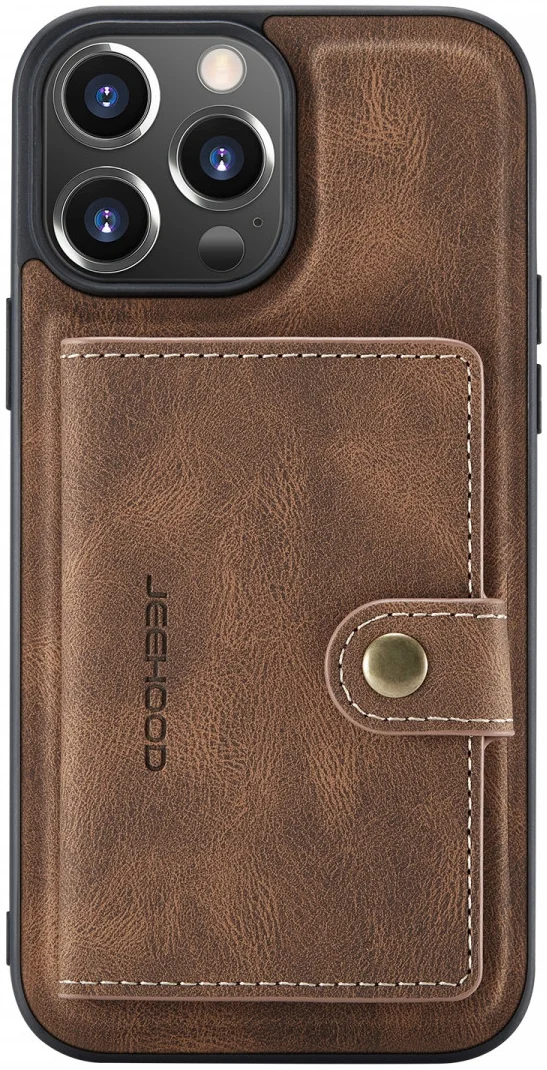 CaseMe JH-01 Apple iPhone 13 Hoesje met Magnetische Kaarthouder Bruin afbeelding 3