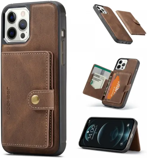 CaseMe JH-01 Apple iPhone 13 Hoesje met Magnetische Kaarthouder Bruin afbeelding 4