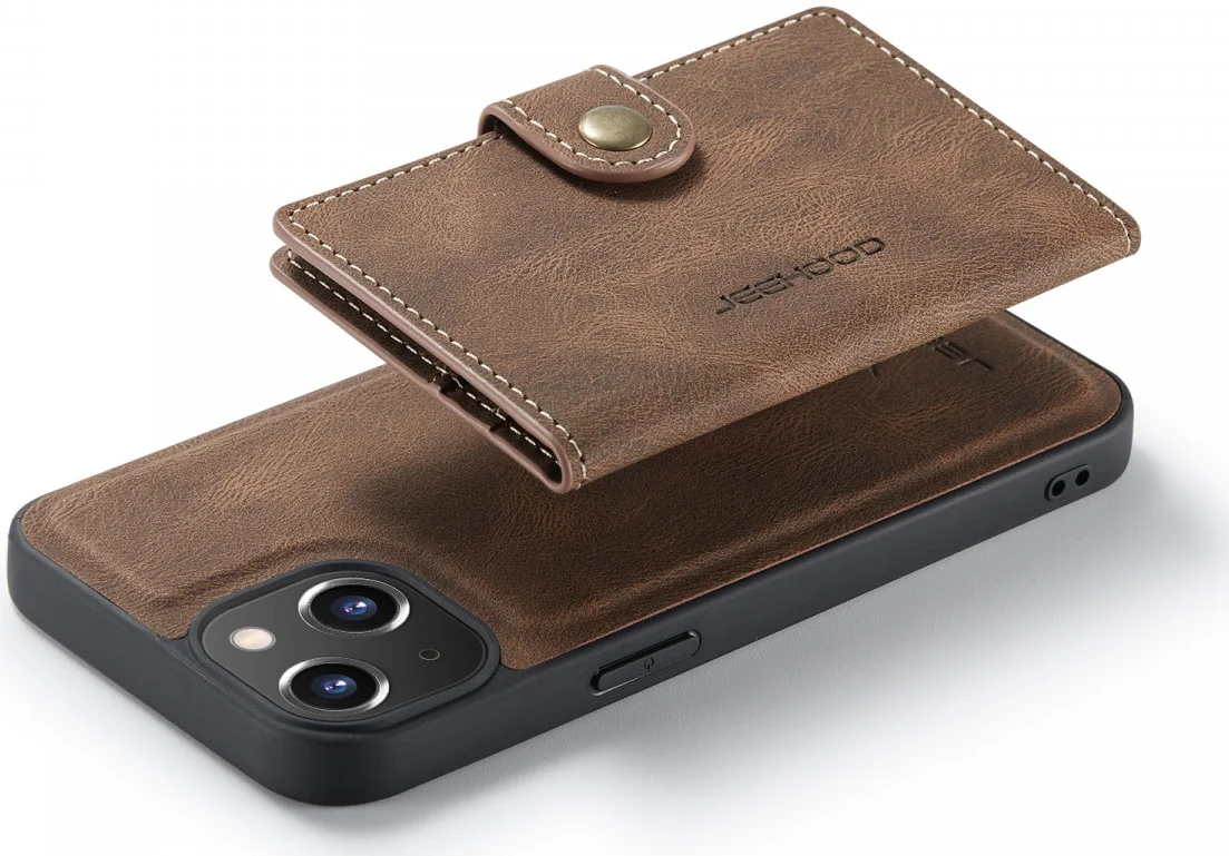 CaseMe JH-01 Apple iPhone 14 Hoesje met Magnetische Kaarthouder Bruin afbeelding 2
