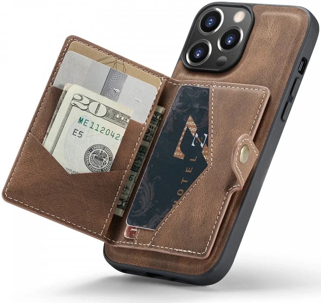 CaseMe JH-01 iPhone 15 Pro Max Hoesje Magnetische Kaarthouder Bruin afbeelding 1
