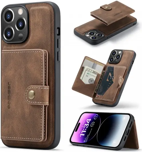 CaseMe JH-01 iPhone 15 Pro Max Hoesje Magnetische Kaarthouder Bruin afbeelding 2