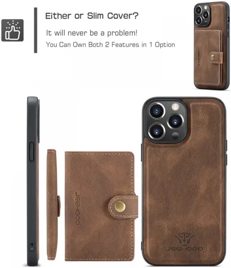 CaseMe JH-01 iPhone 15 Pro Max Hoesje Magnetische Kaarthouder Bruin afbeelding 6