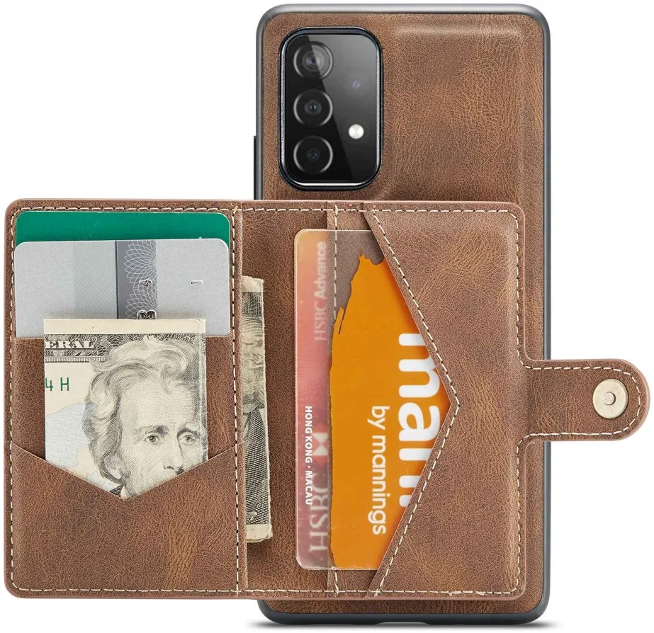 CaseMe JH-01 Samsung Galaxy A32 5G Hoesje Magnetische Pashouder Bruin afbeelding 2