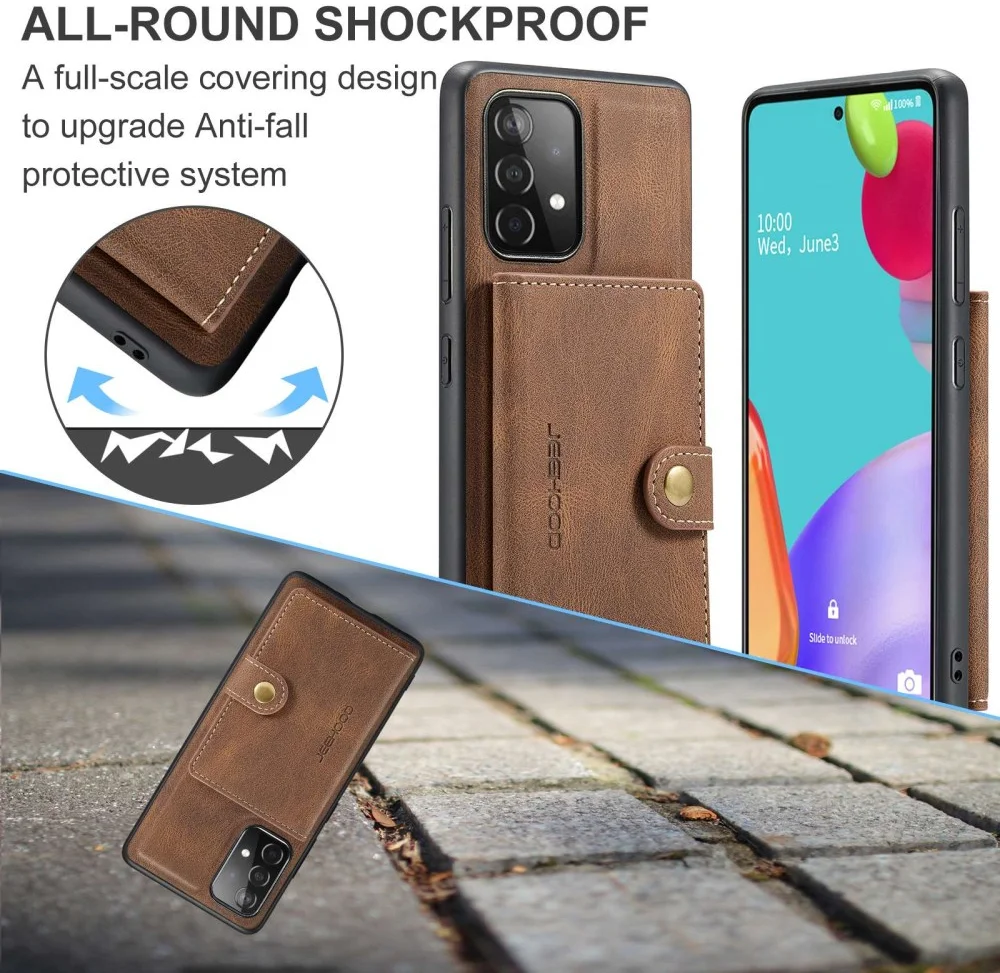 CaseMe JH-01 Samsung Galaxy A32 5G Hoesje Magnetische Pashouder Bruin afbeelding 4