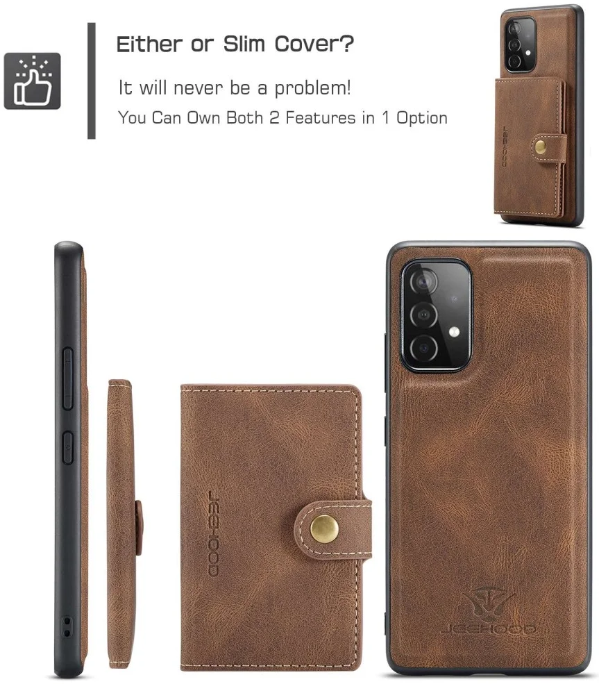 CaseMe JH-01 Samsung Galaxy A32 5G Hoesje Magnetische Pashouder Bruin afbeelding 5