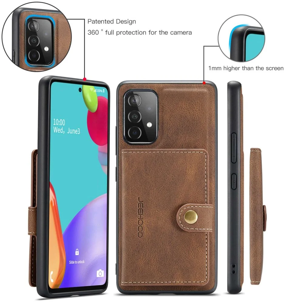 CaseMe JH-01 Samsung Galaxy A32 5G Hoesje Magnetische Pashouder Bruin afbeelding 6