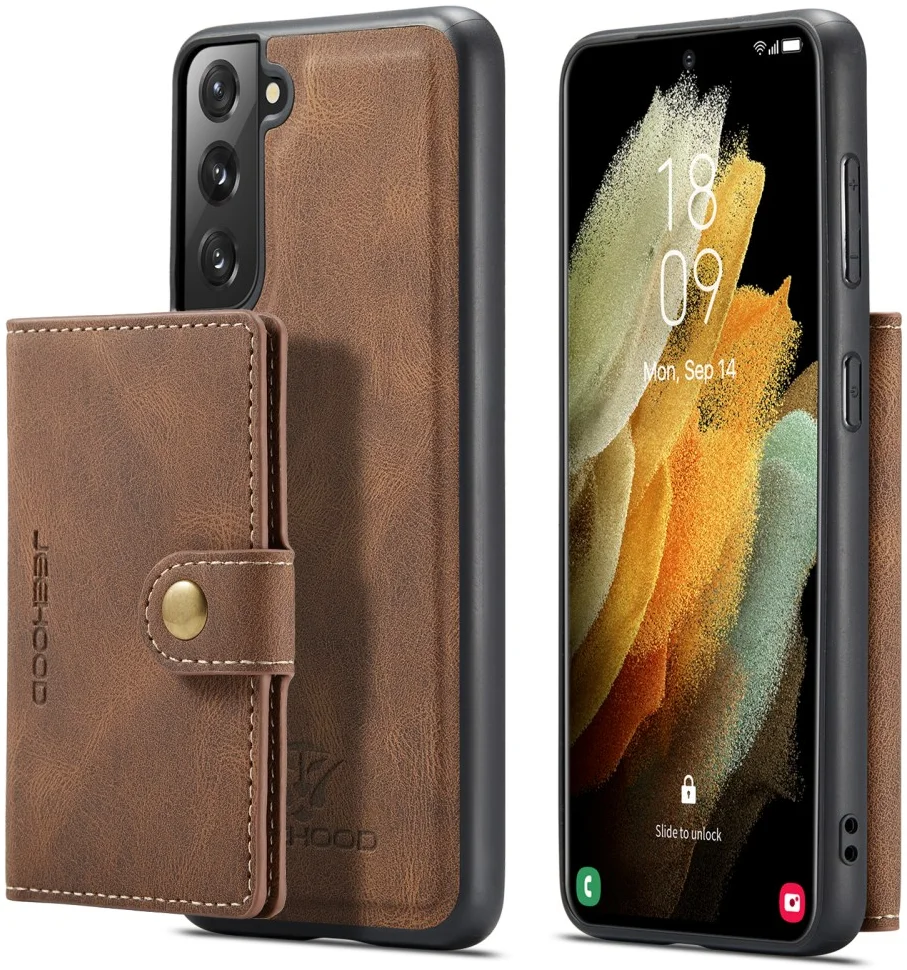 CaseMe JH-01 Samsung Galaxy S22 Hoesje Magnetische Kaarthouder Bruin afbeelding 10