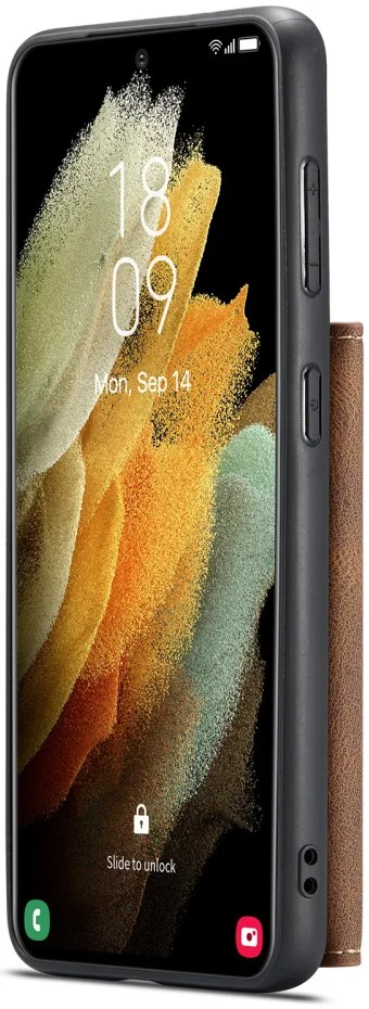 CaseMe JH-01 Samsung Galaxy S22 Hoesje Magnetische Kaarthouder Bruin afbeelding 12