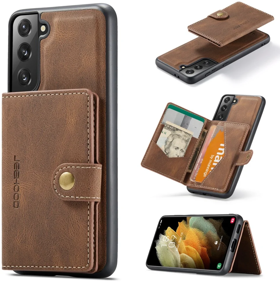 CaseMe JH-01 Samsung Galaxy S22 Hoesje Magnetische Kaarthouder Bruin afbeelding 14