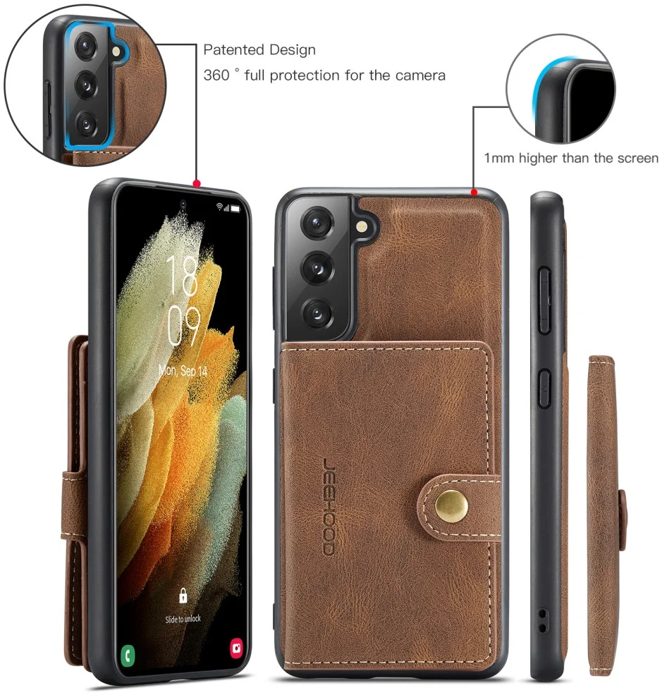 CaseMe JH-01 Samsung Galaxy S22 Hoesje Magnetische Kaarthouder Bruin afbeelding 7