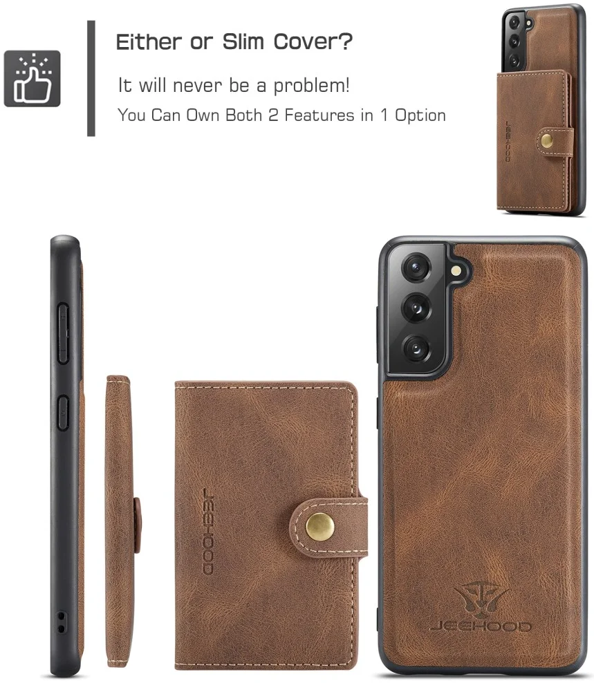 CaseMe JH-01 Samsung Galaxy S22 Hoesje Magnetische Kaarthouder Bruin afbeelding 8