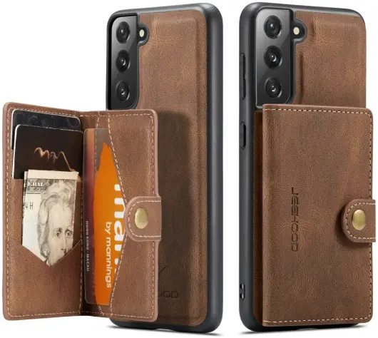 CaseMe JH-01 Samsung Galaxy S22 Hoesje Magnetische Kaarthouder Bruin afbeelding 1
